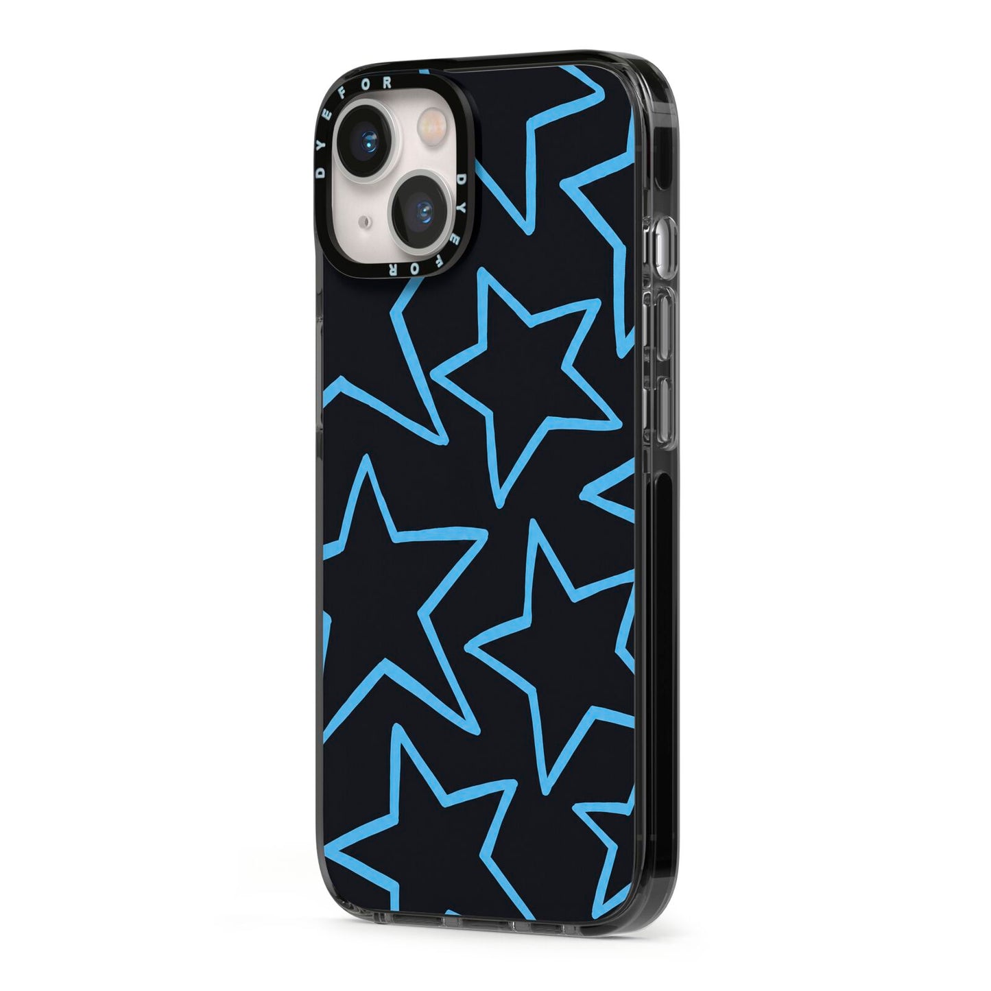 Blue Hour Stars iPhone 13 Black Impact Case Side Angle on Silver phone
