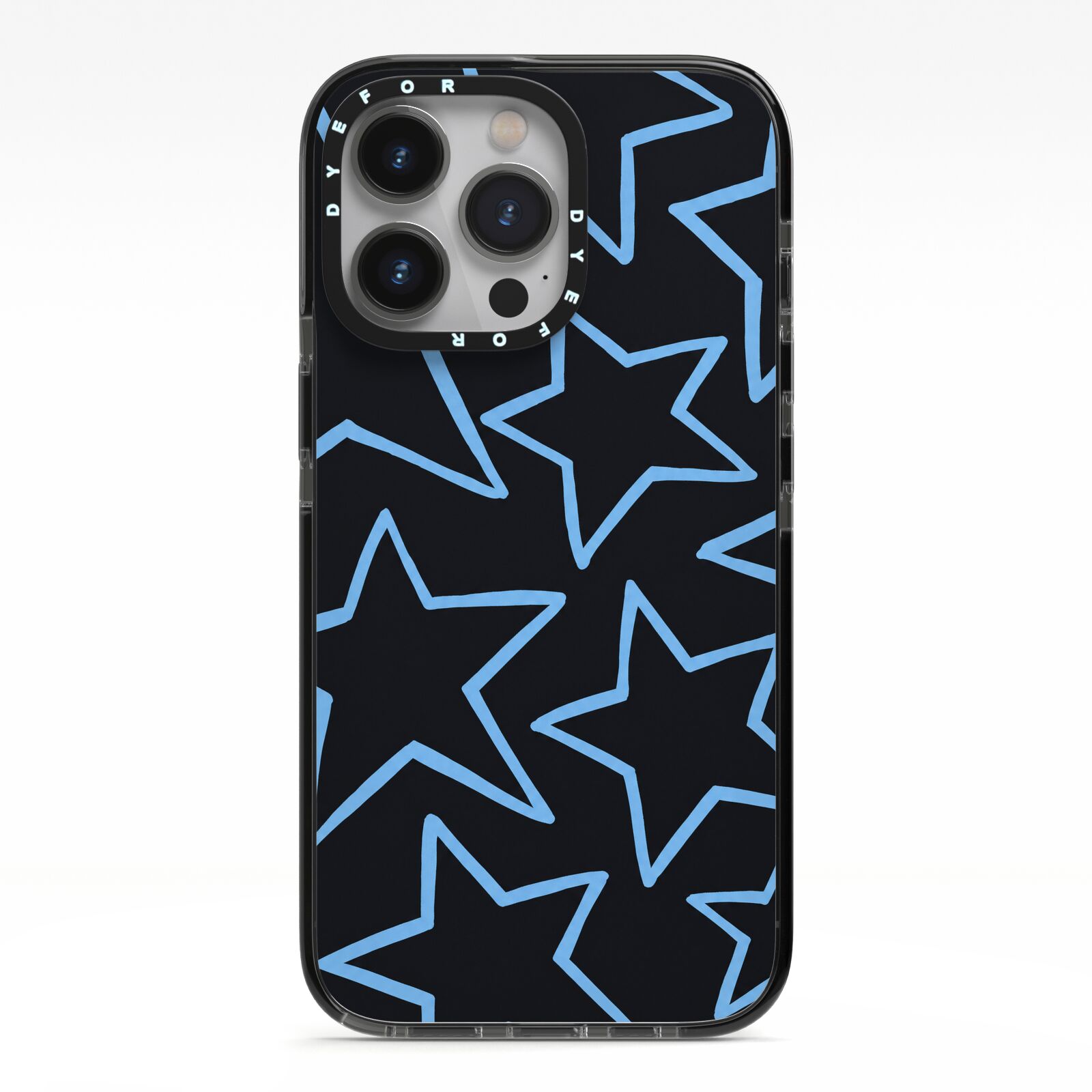 Blue Hour Stars iPhone 13 Pro Black Impact Case on Silver phone