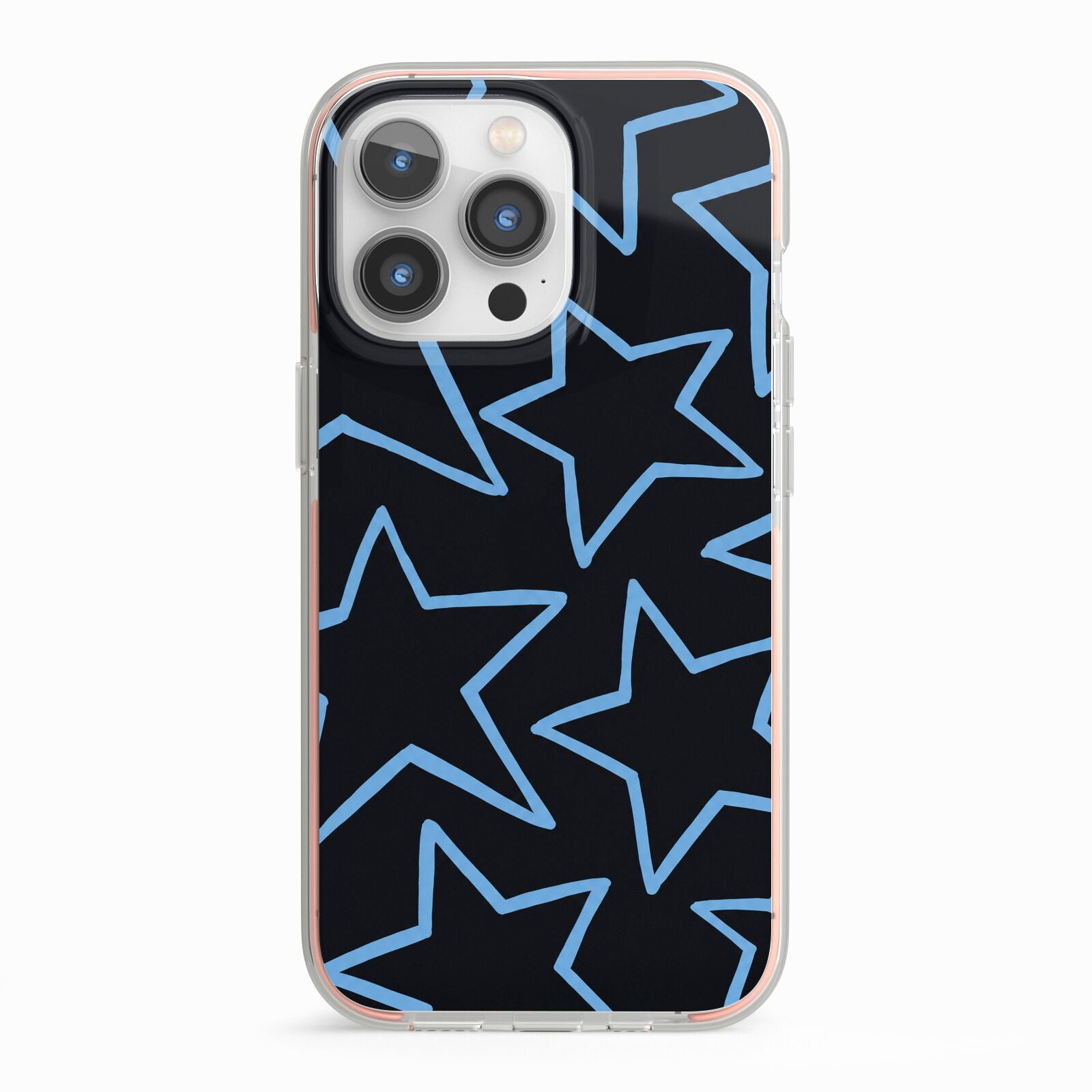 Blue Hour Stars iPhone 13 Pro TPU Impact Case with Pink Edges