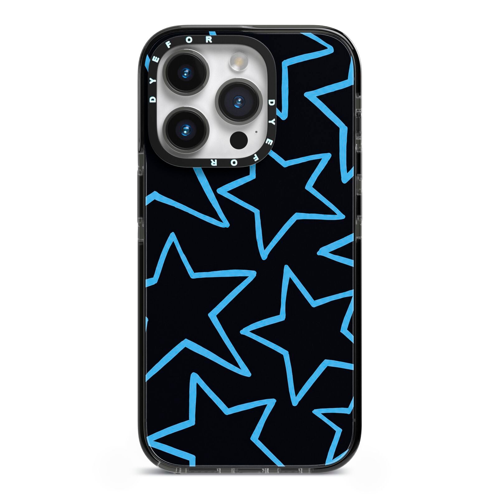 Blue Hour Stars iPhone 14 Pro Black Impact Case on Silver phone