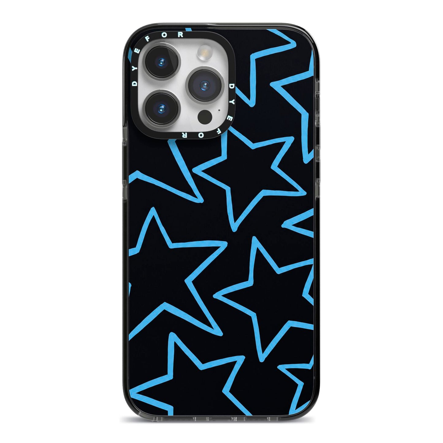Blue Hour Stars iPhone 14 Pro Max Black Impact Case on Silver phone