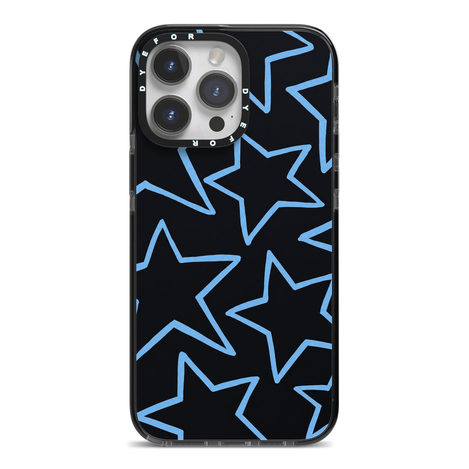 Blue Hour Stars iPhone 14 Pro Max Black Impact Case on Silver phone
