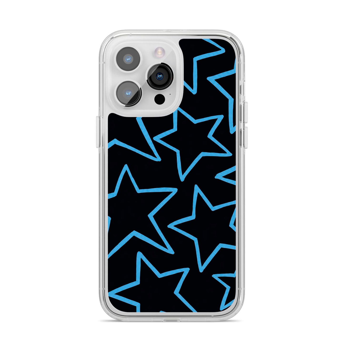 Blue Hour Stars iPhone 14 Pro Max Clear Tough Case Silver