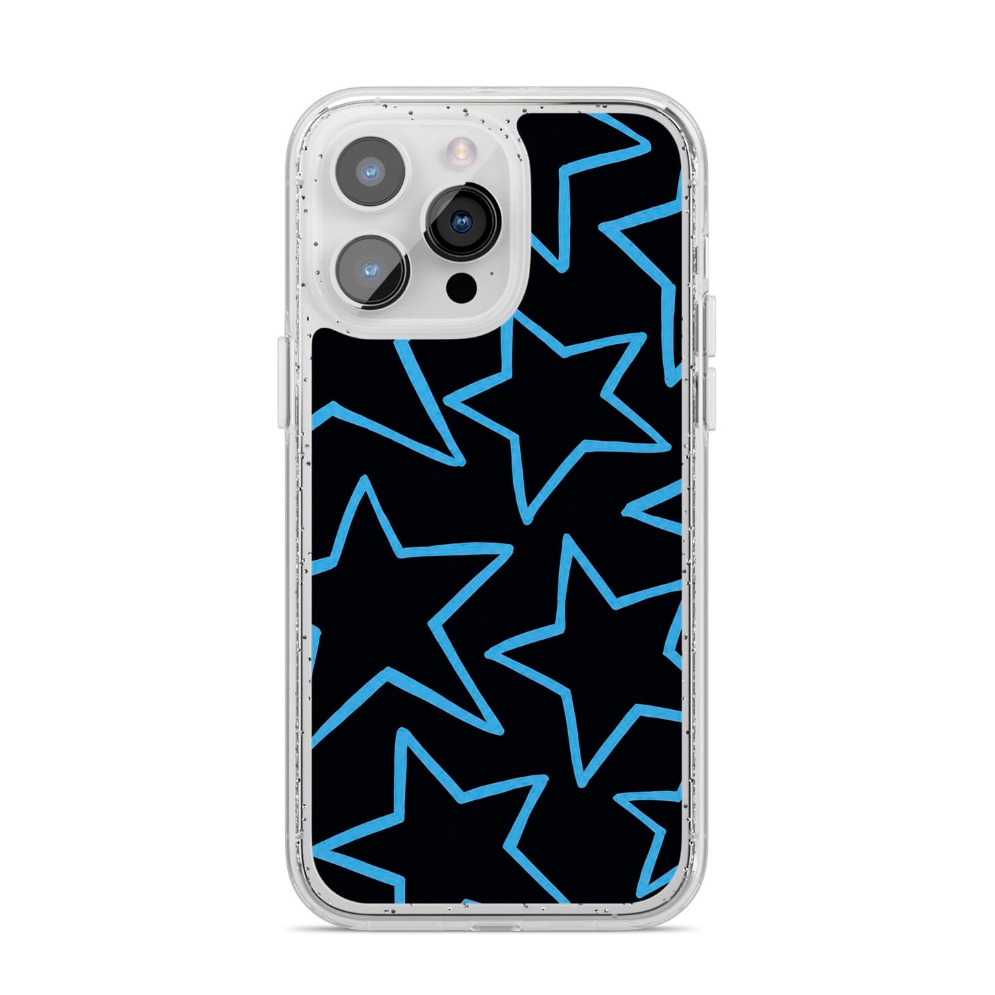 Blue Hour Stars iPhone 14 Pro Max Glitter Tough Case Silver