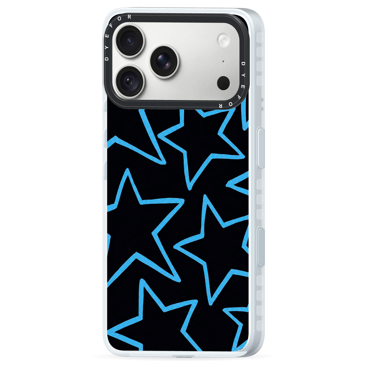 Blue Hour Stars iPhone 18 Pro Black Impact Pre order Case Side Angle on Silver phone