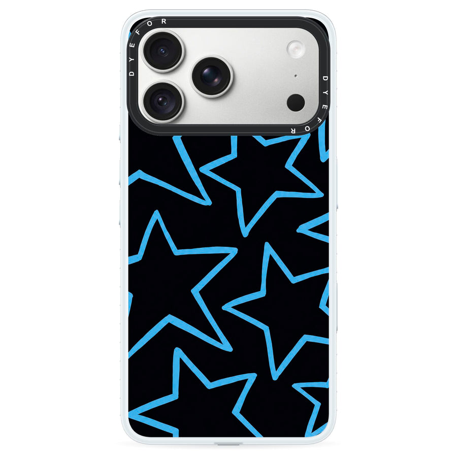 Blue Hour Stars iPhone 18 Pro Max Black Impact Pre order Case on Silver phone