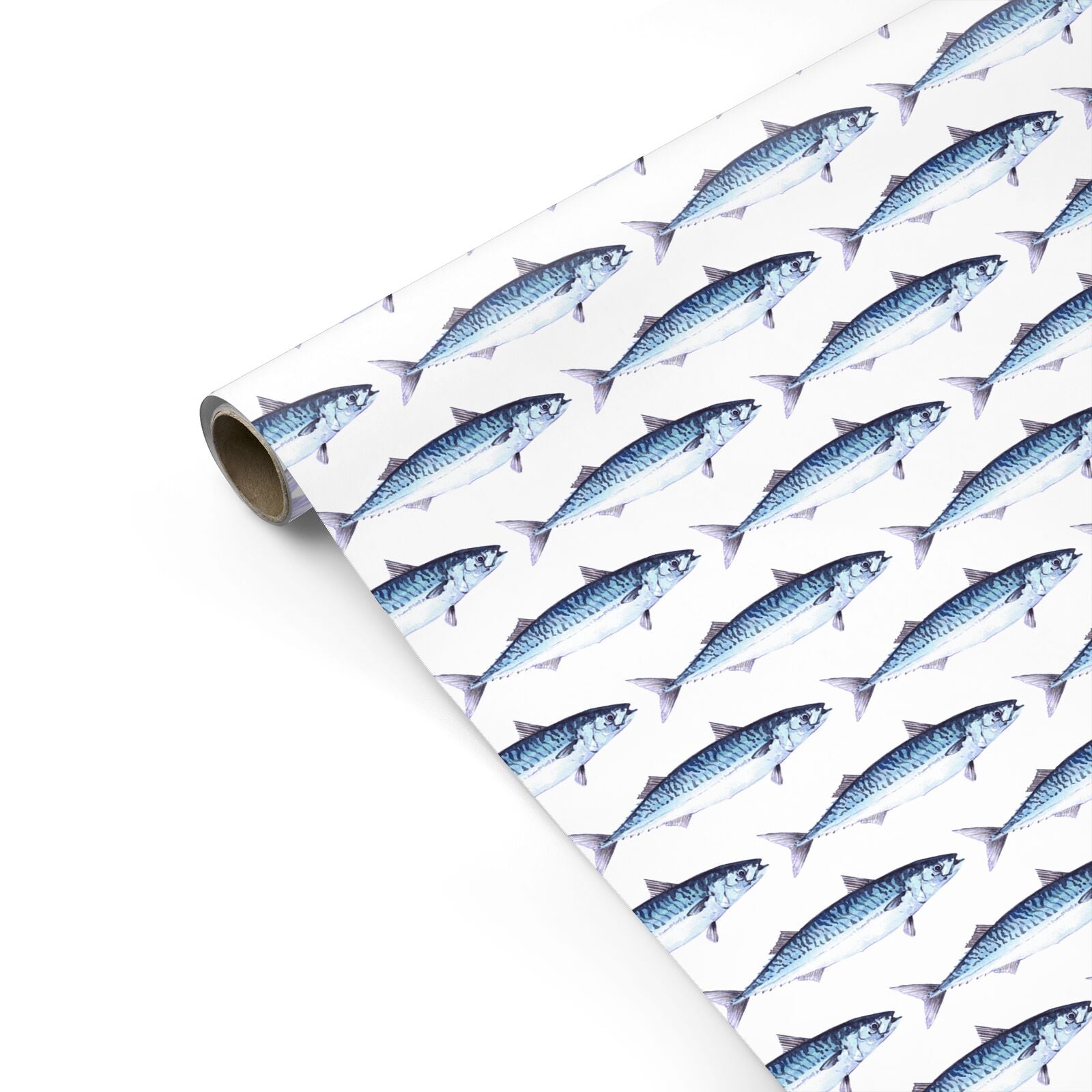 Blue Mackerel Fish Pattern Personalised Gift Wrap
