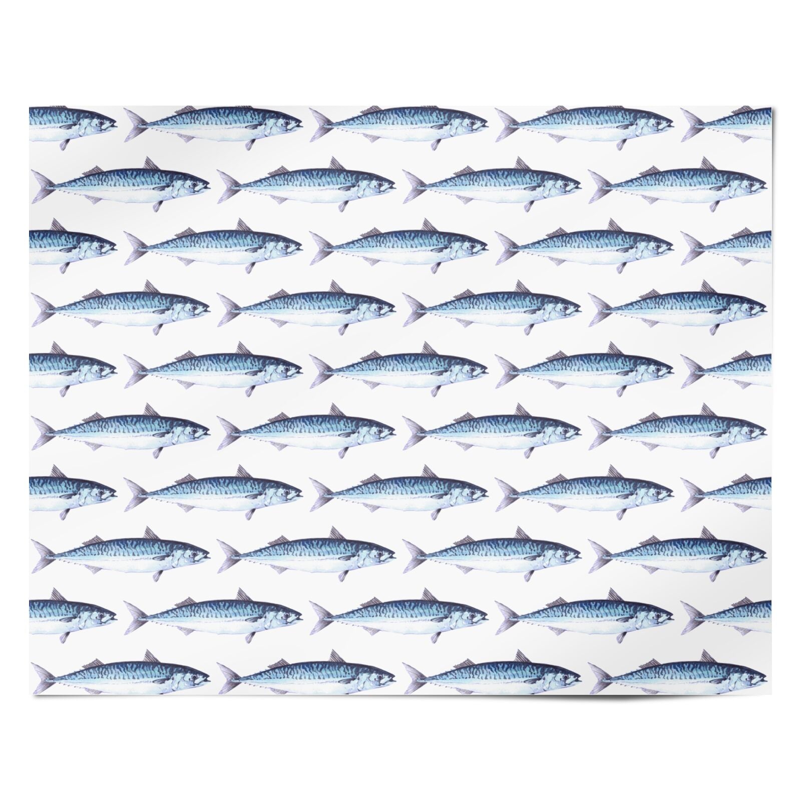 Blue Mackerel Fish Pattern Personalised Wrapping Paper Alternative