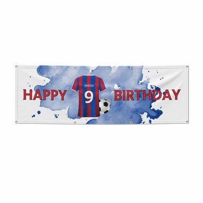 Blue Red Personalised Football Shirt 6x2 Banner