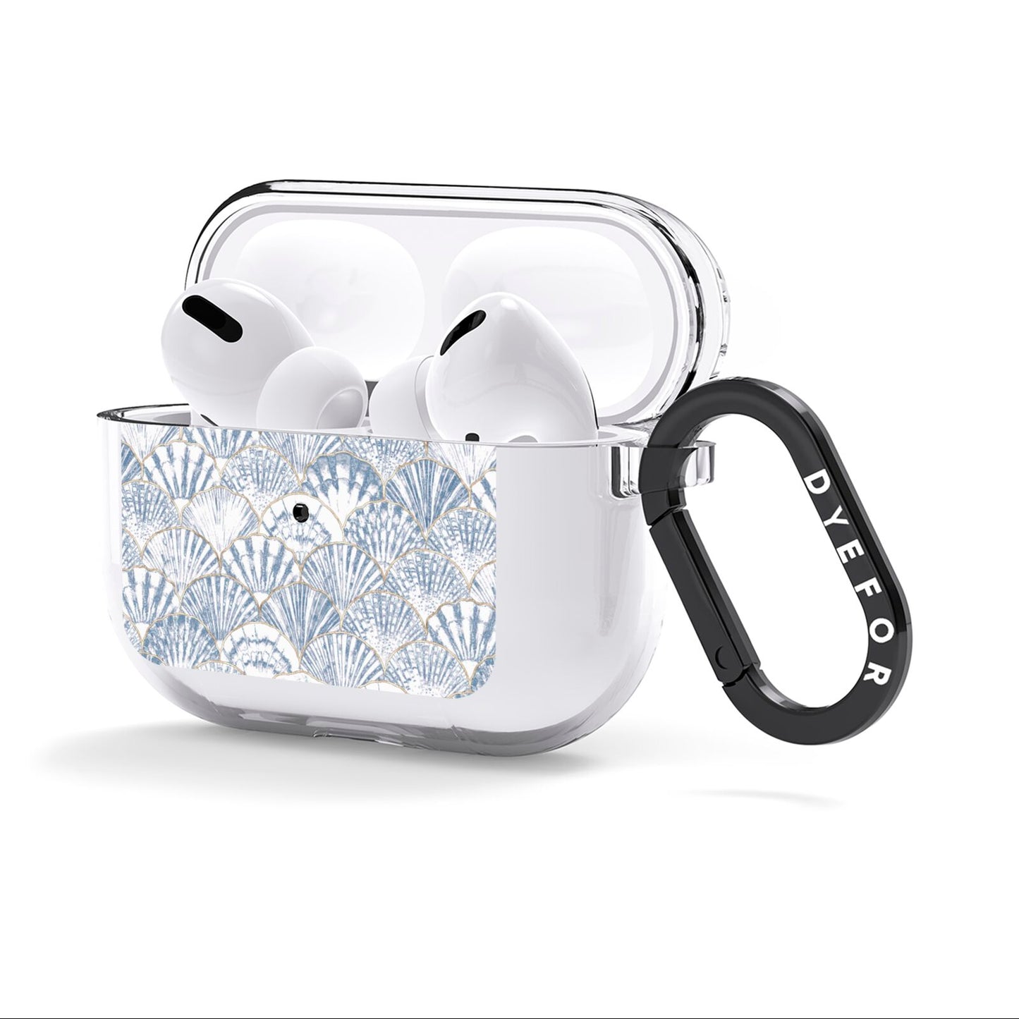 Blue Seashell Pattern AirPods Clear Case 3rd Gen Side Image