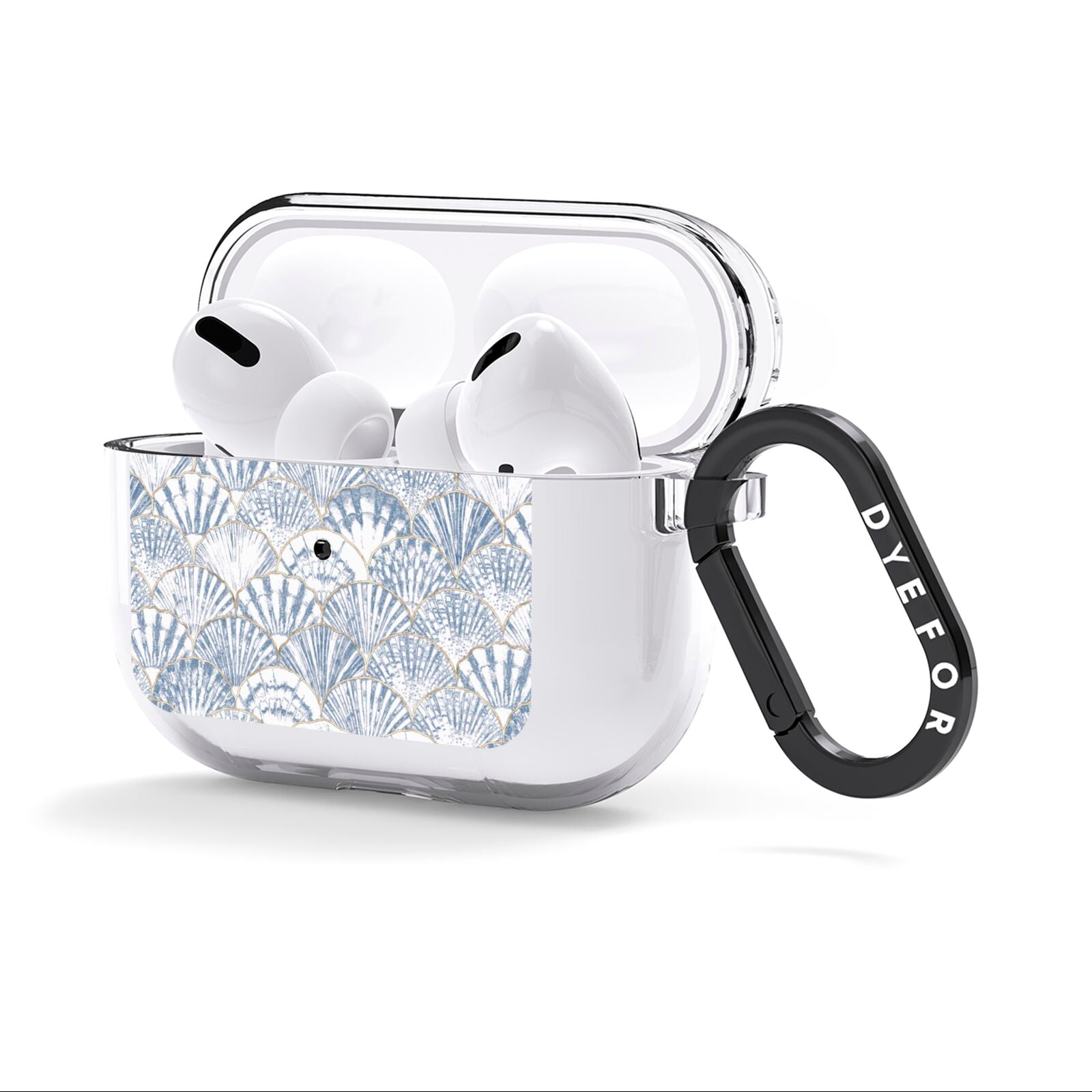 Blue Seashell Pattern AirPods Clear Case 3rd Gen Side Image