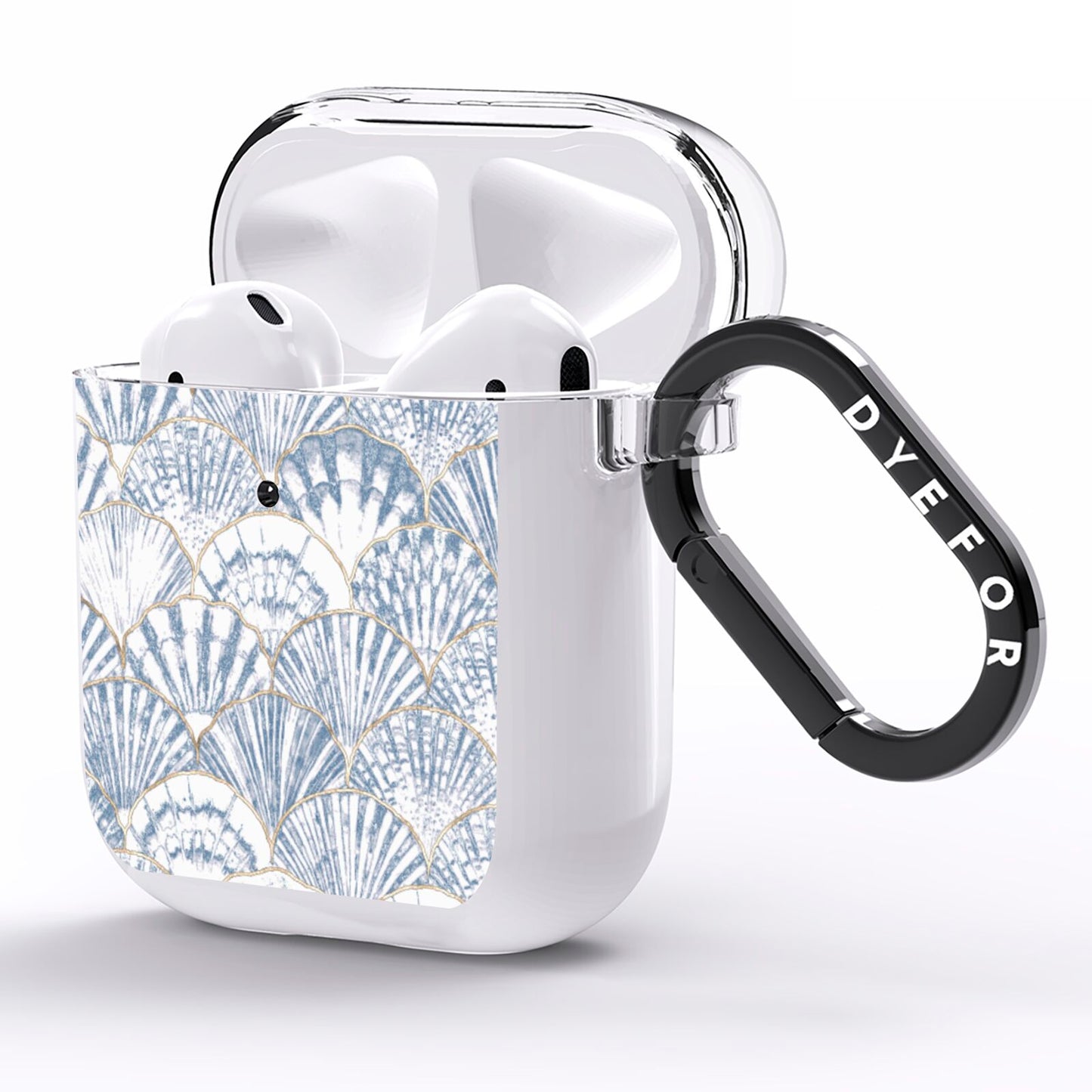 Blue Seashell Pattern AirPods Clear Case Side Image