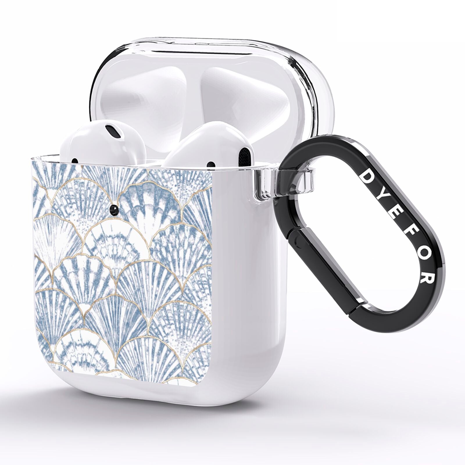 Blue Seashell Pattern AirPods Clear Case Side Image