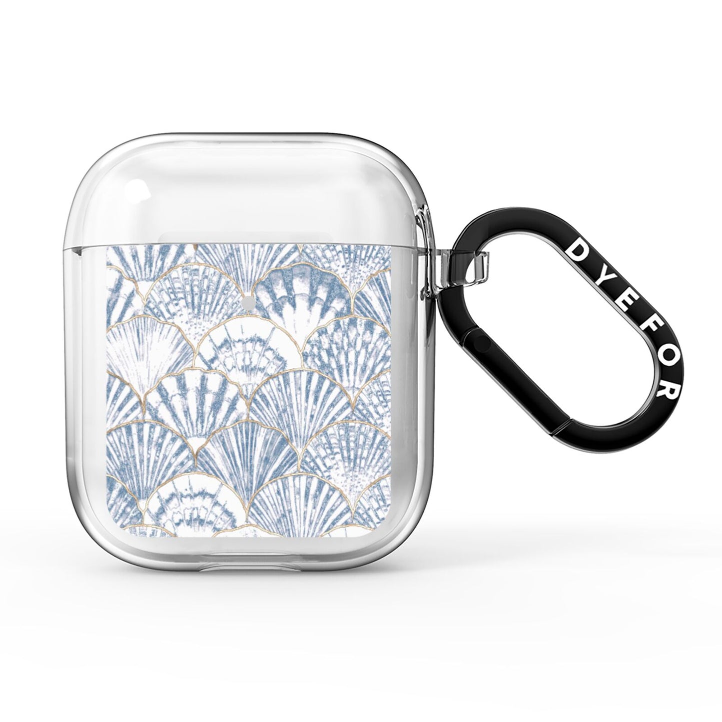 Blue Seashell Pattern AirPods Clear Case