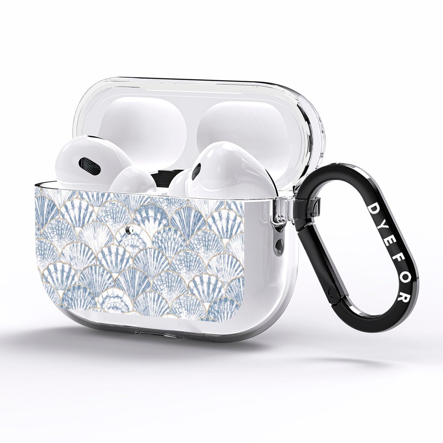 Blue Seashell Pattern AirPods Pro Clear Case Side Image