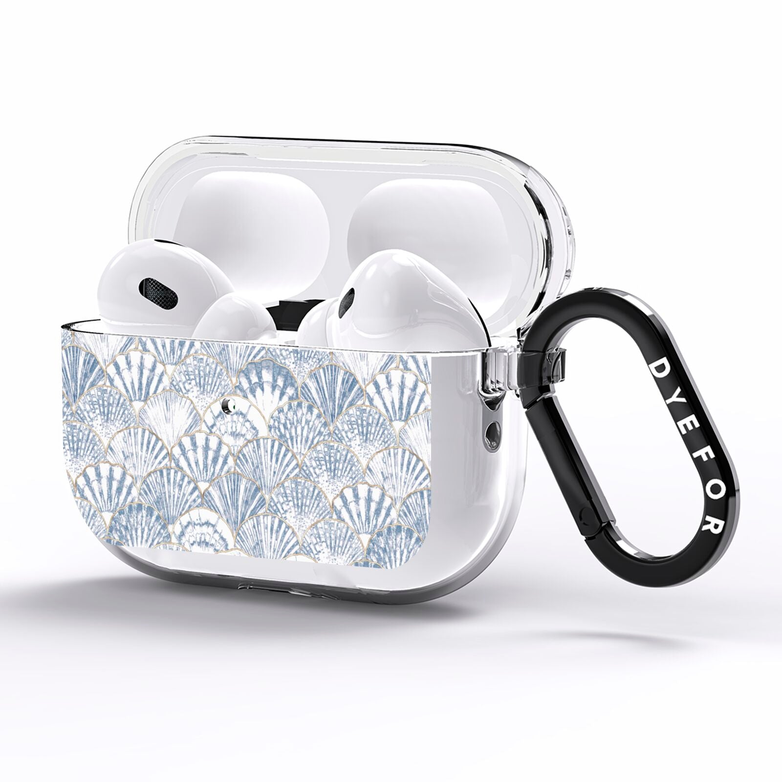 Blue Seashell Pattern AirPods Pro Clear Case Side Image