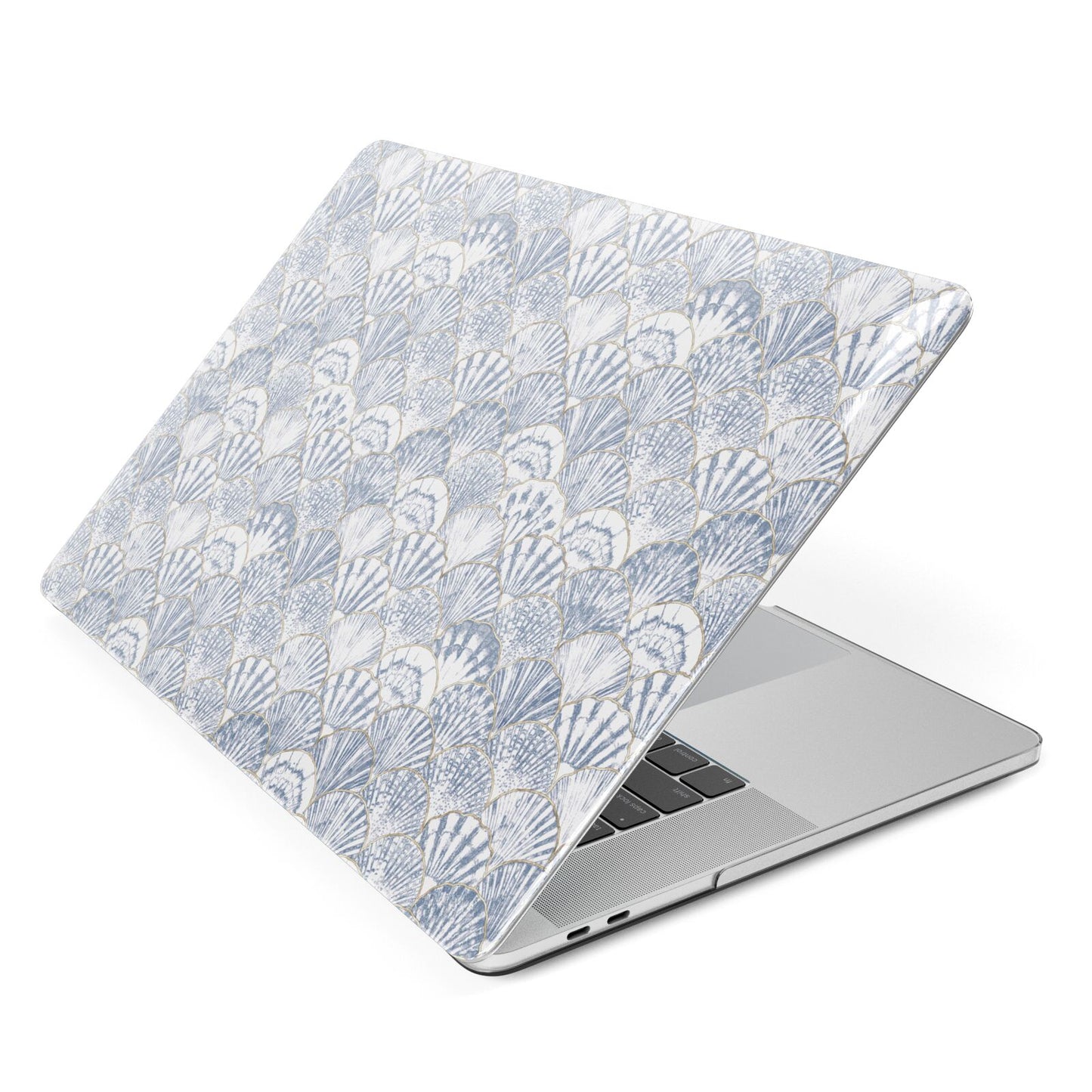 Blue Seashell Pattern Apple MacBook Case Side View