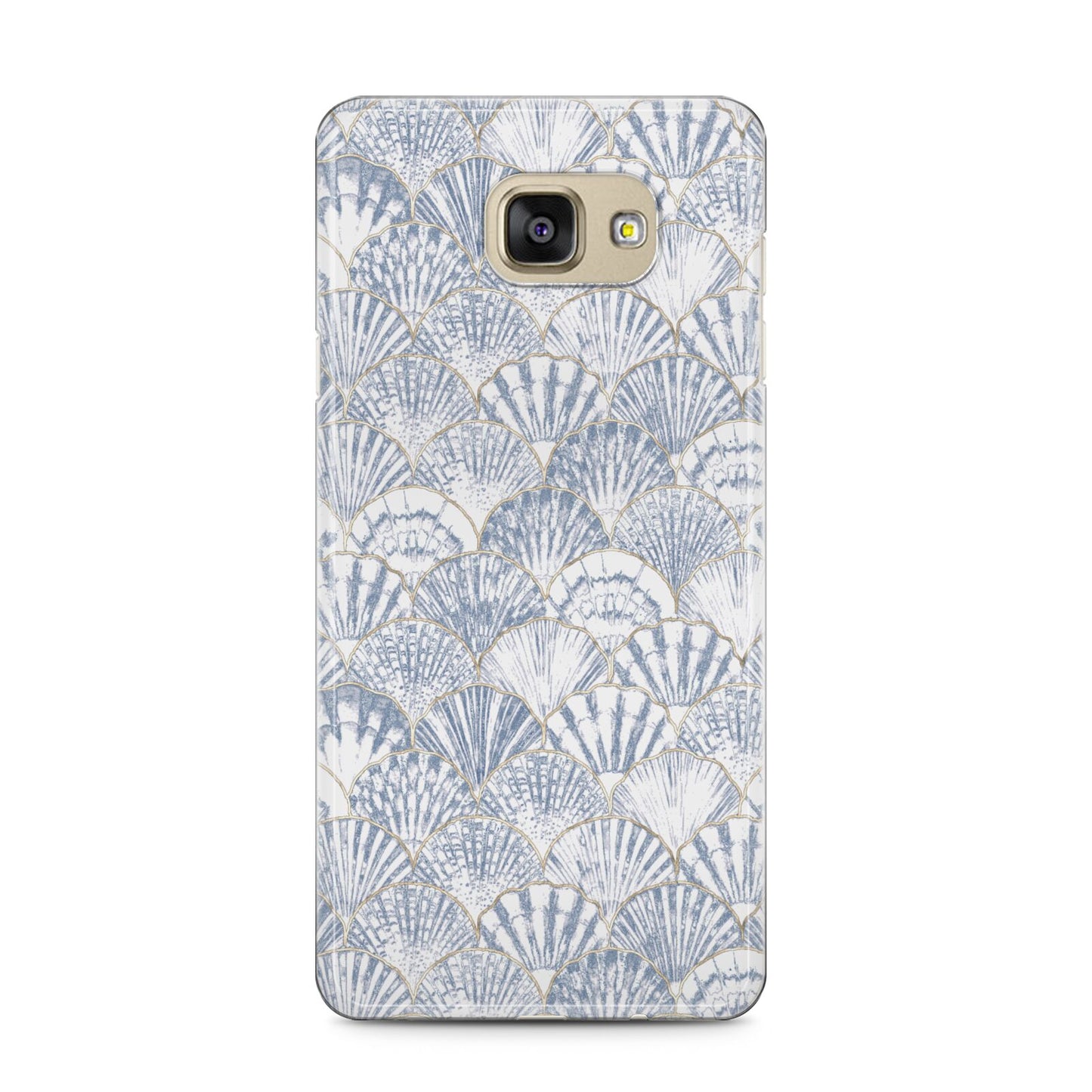 Blue Seashell Pattern Samsung Galaxy A5 2016 Case on gold phone
