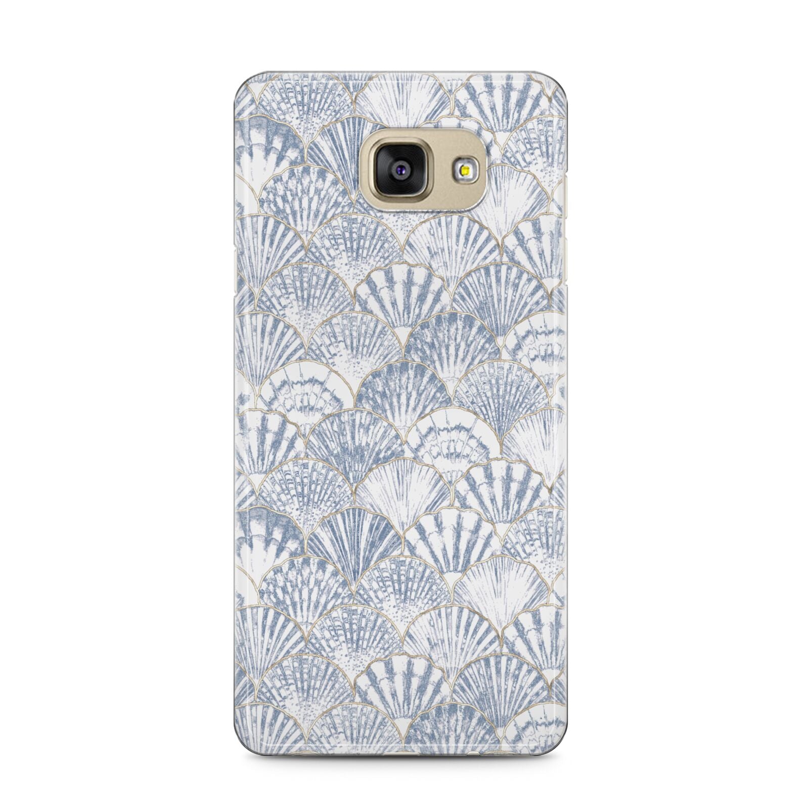 Blue Seashell Pattern Samsung Galaxy A5 2016 Case on gold phone
