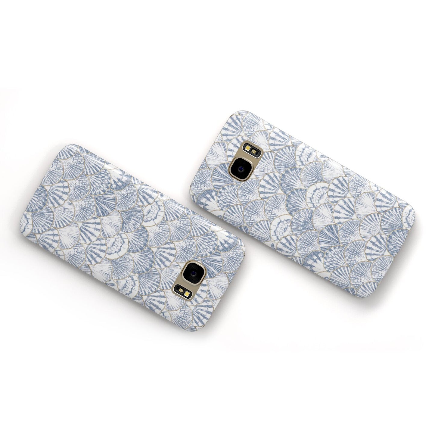 Blue Seashell Pattern Samsung Galaxy Case Flat Overview