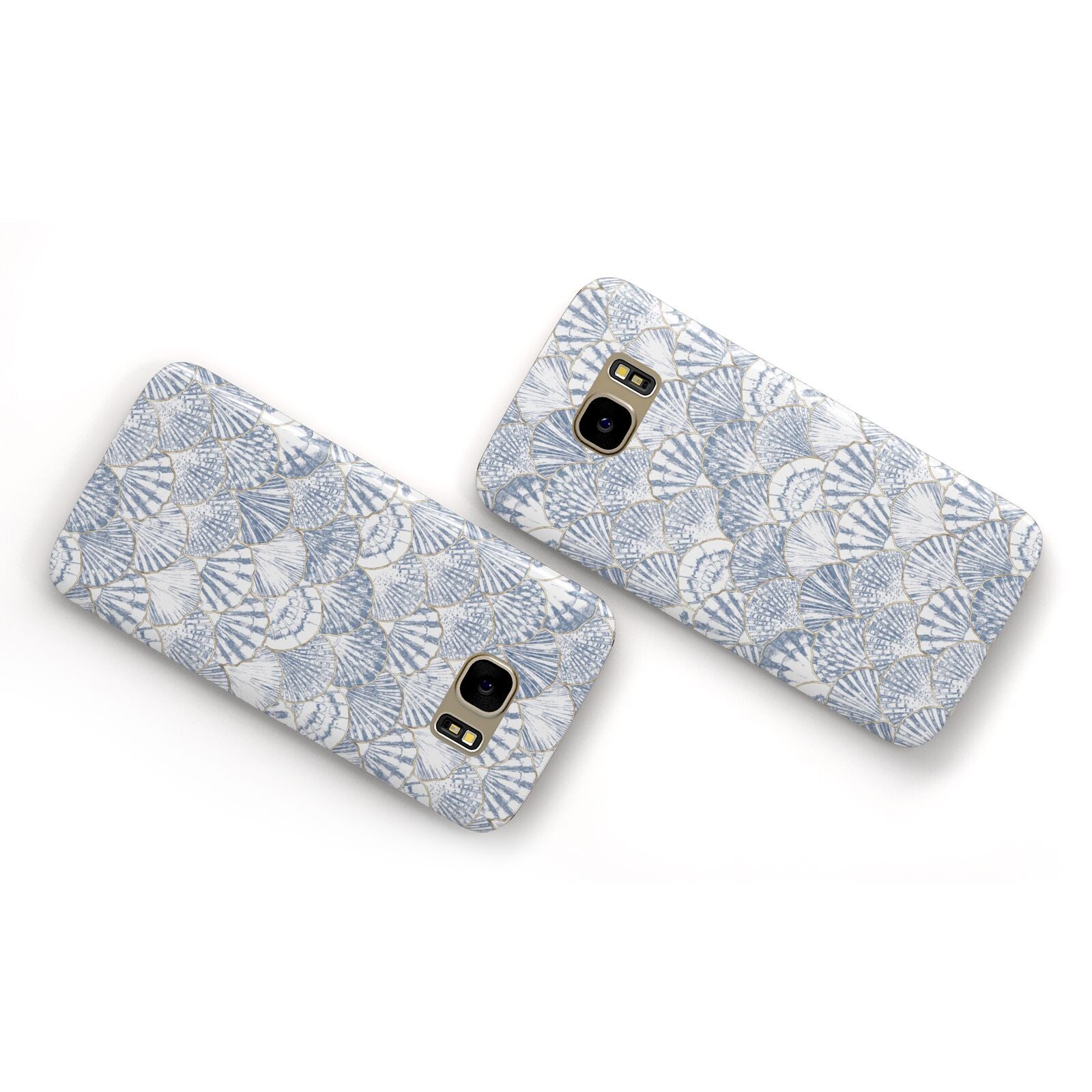 Blue Seashell Pattern Samsung Galaxy Case Flat Overview