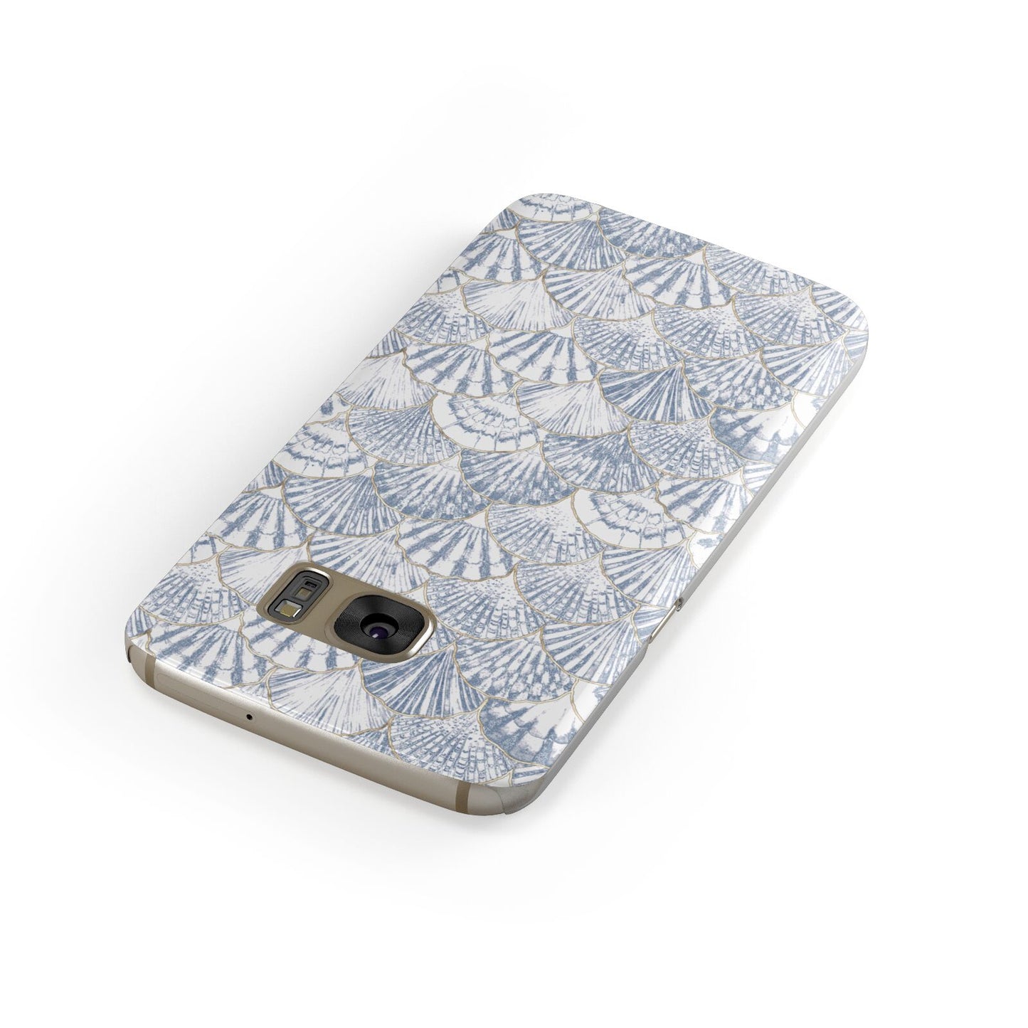 Blue Seashell Pattern Samsung Galaxy Case Front Close Up