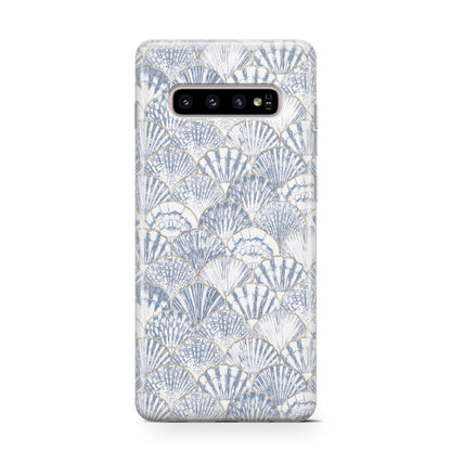 Blue Seashell Pattern Samsung Galaxy S10 Case