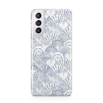 Blue Seashell Pattern Samsung S21 Case