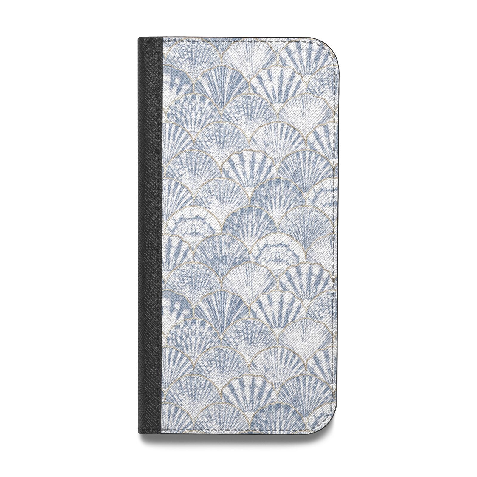 Blue Seashell Pattern Vegan Leather Flip Samsung Case