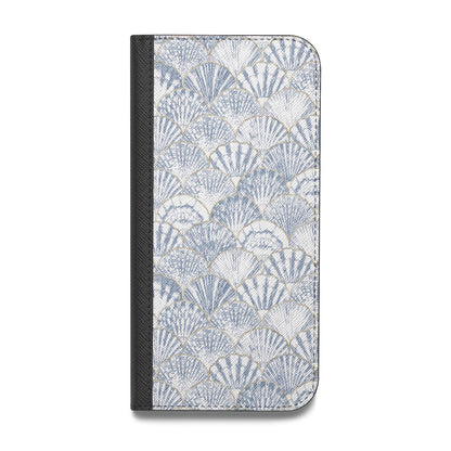 Blue Seashell Pattern Vegan Leather Flip Samsung Case