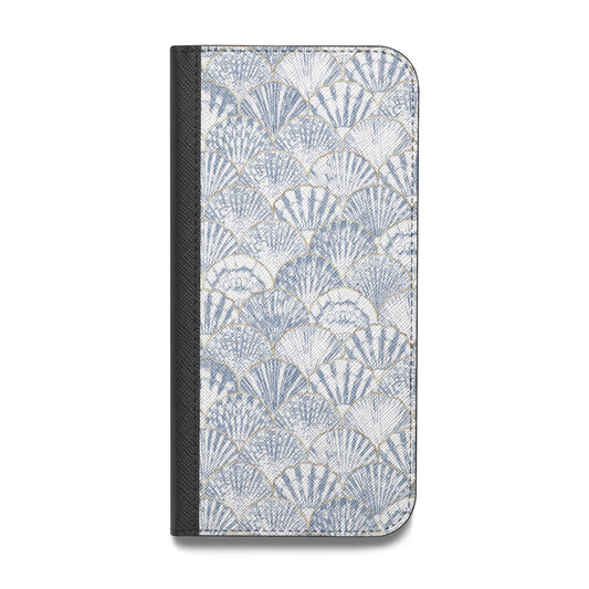 Blue Seashell Pattern Vegan Leather Flip Samsung Case