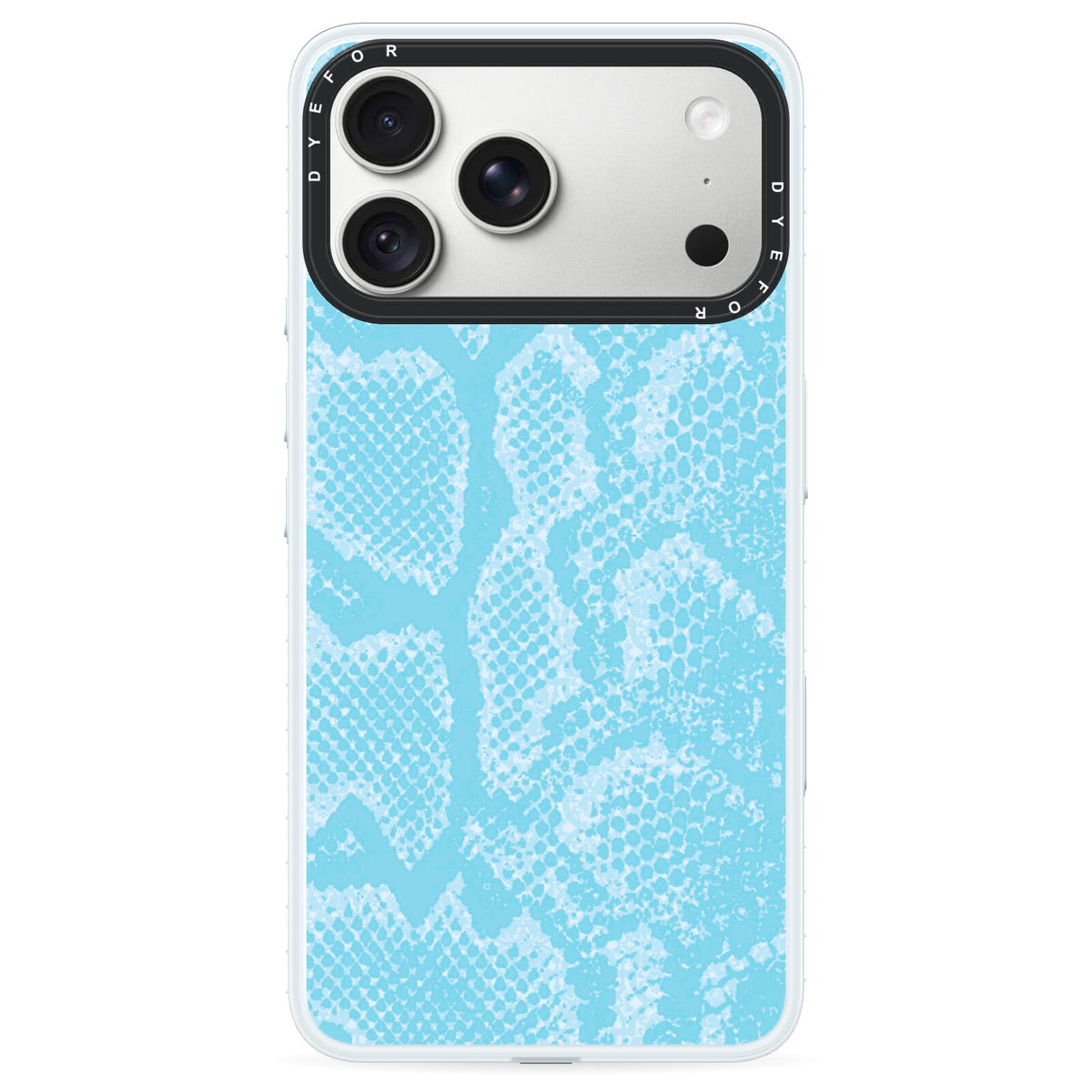 Blue Snakeskin iPhone 18 Pro Max Black Impact Pre order Case on Silver phone