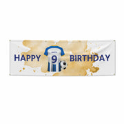 Blue White Yellow Personalised Football Shirt 6x2 Banner