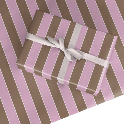 Blush and Cocoa Stripe Custom Wrapping Paper