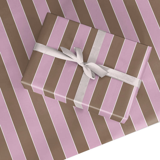 Blush and Cocoa Stripe Custom Wrapping Paper
