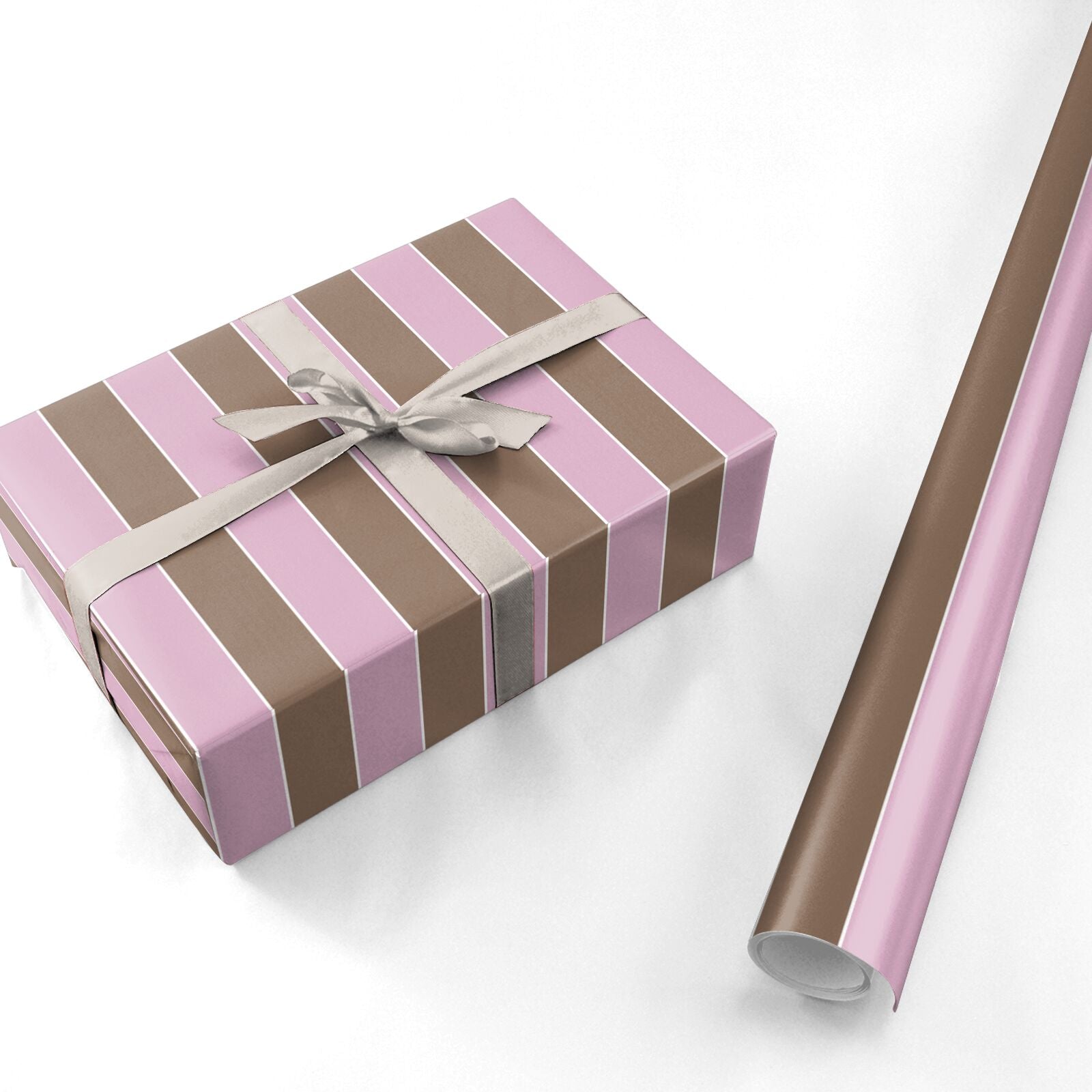 Blush and Cocoa Stripe Personalised Wrapping Paper