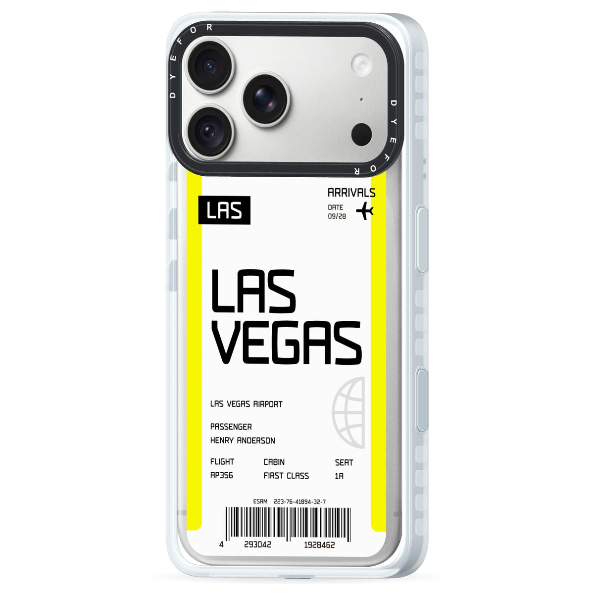 Boarding Pass iPhone 18 Pro Black Impact Pre order Case Side Angle on Silver phone