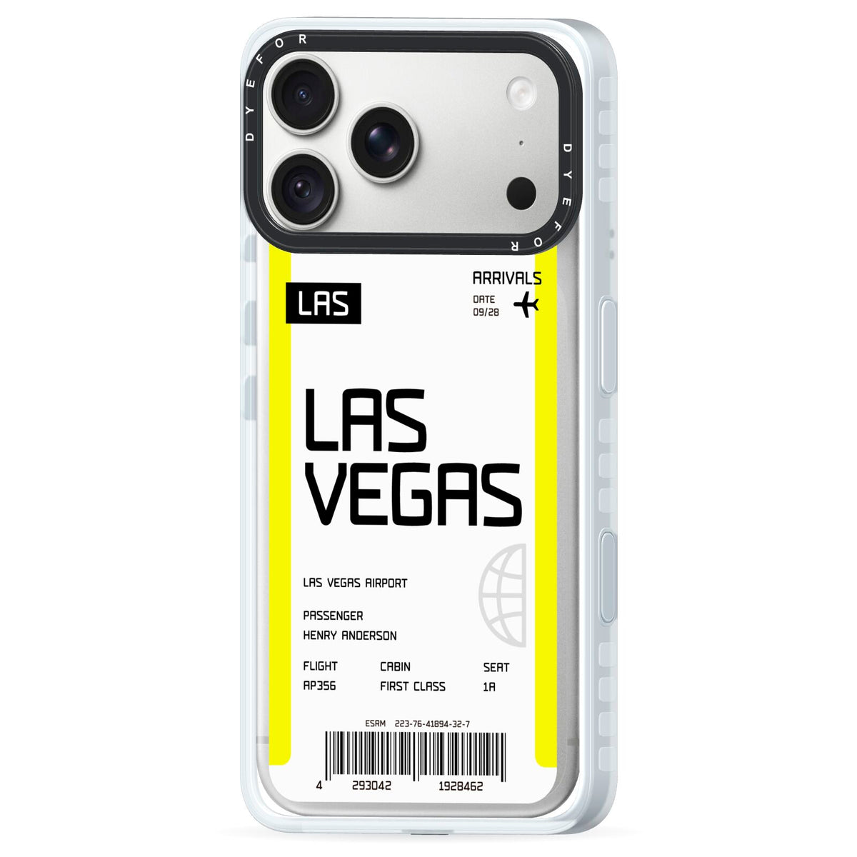 Boarding Pass iPhone 18 Pro Max Black Impact Pre order Case Side Angle on Silver phone