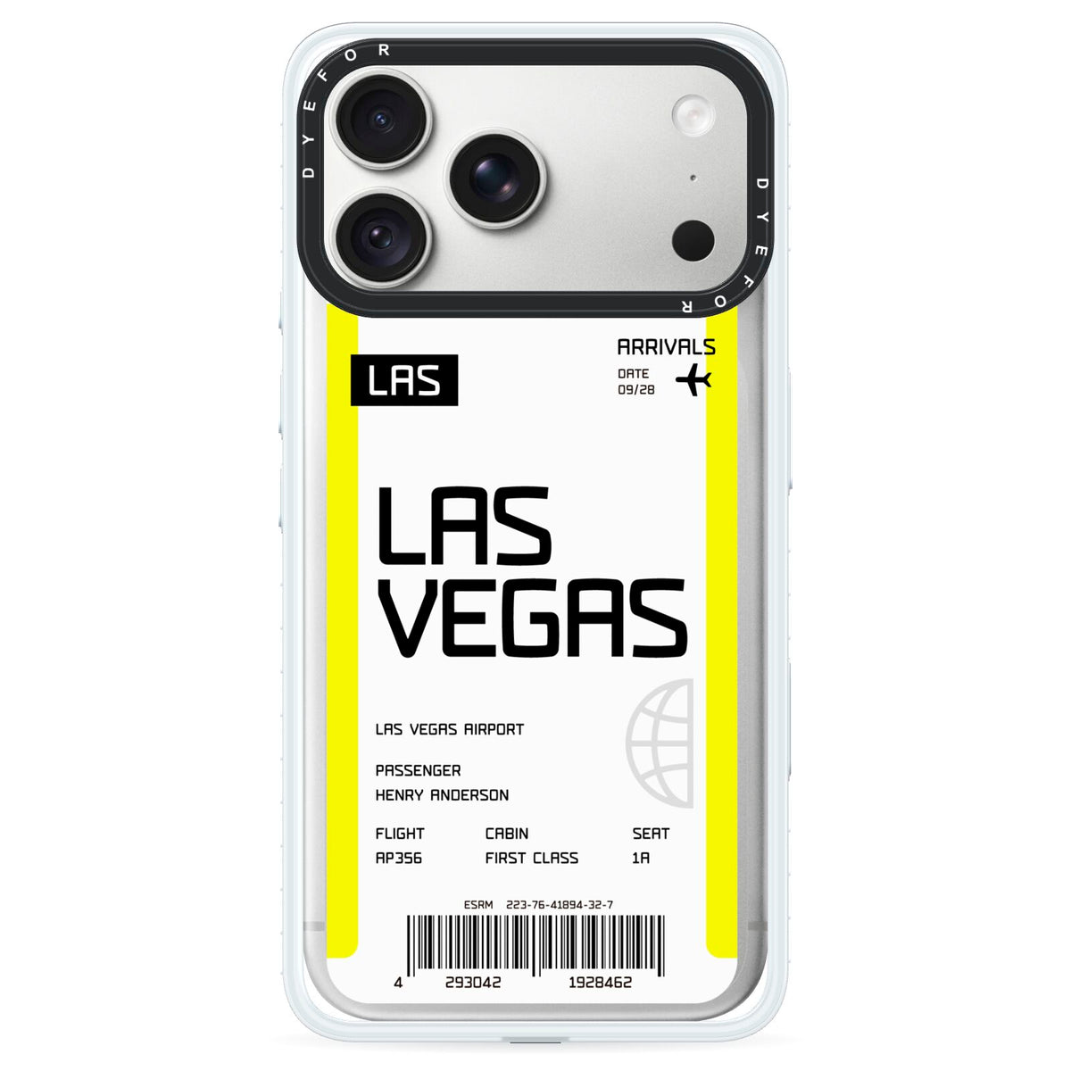 Boarding Pass iPhone 18 Pro Max Black Impact Pre order Case on Silver phone