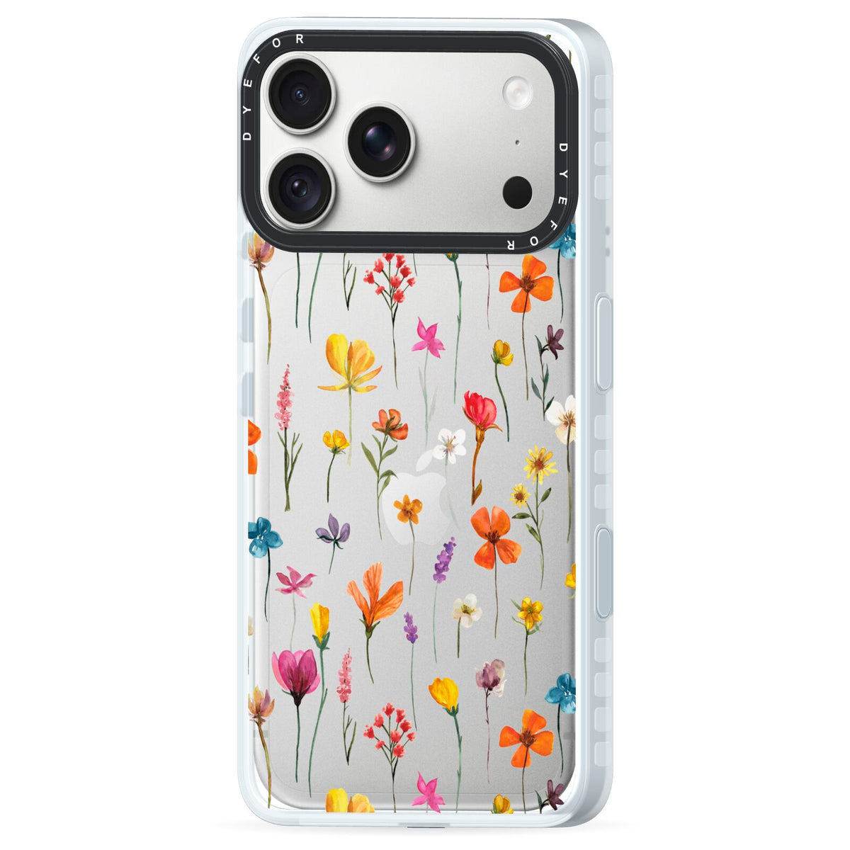 Botanical Floral iPhone 18 Pro Black Impact Pre order Case Side Angle on Silver phone