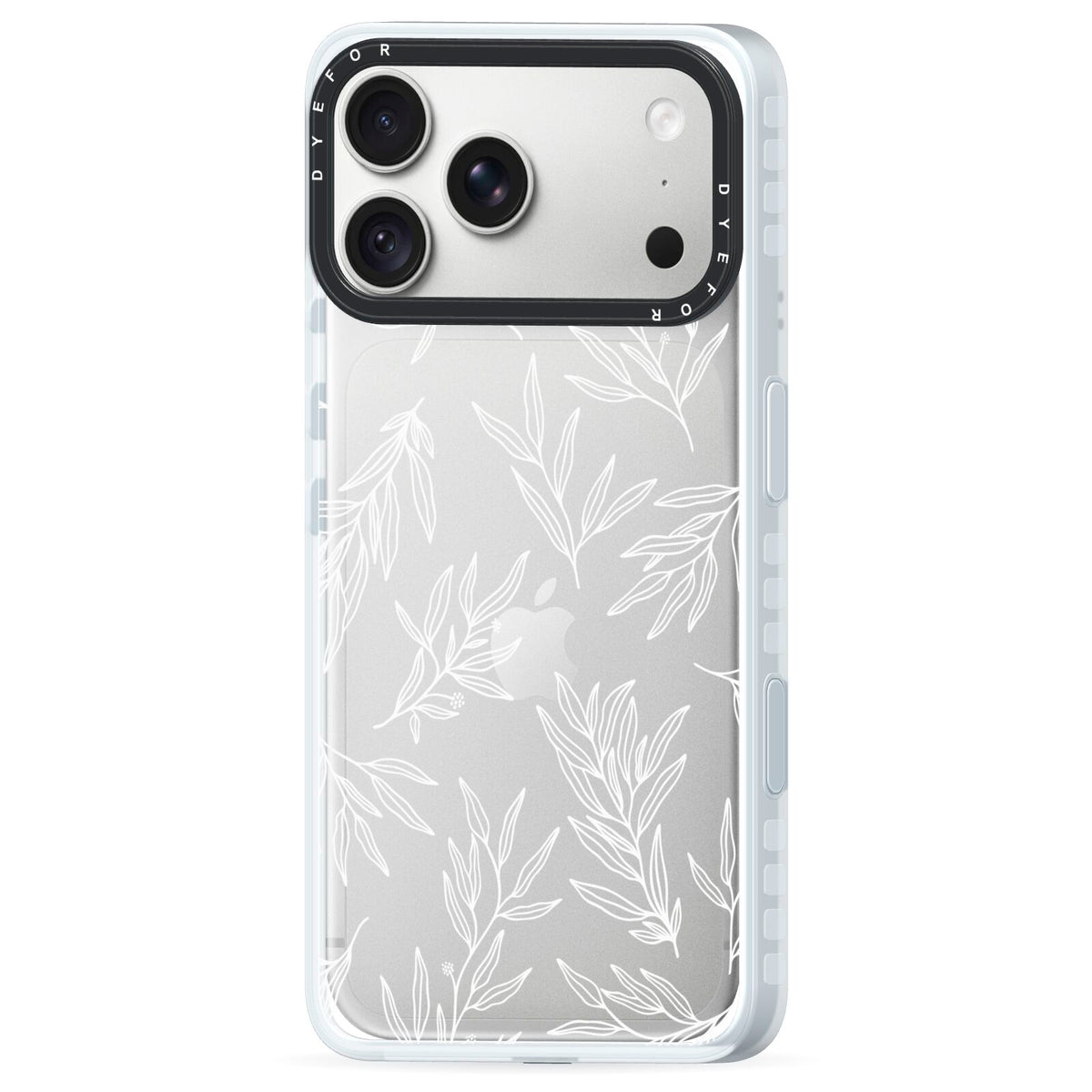 Botanical Leaf iPhone 18 Pro Black Impact Pre order Case Side Angle on Silver phone
