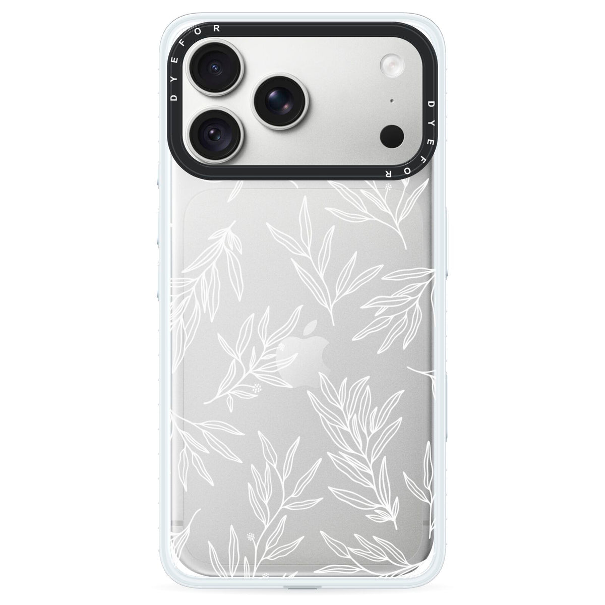 Botanical Leaf iPhone 18 Pro Black Impact Pre order Case on Silver phone