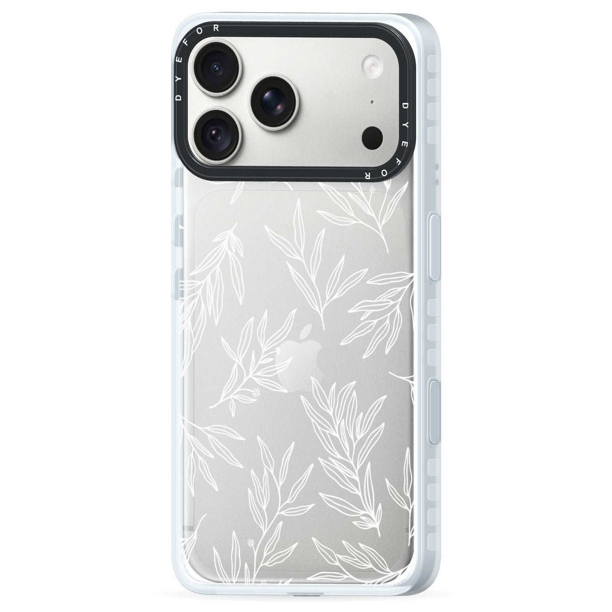 Botanical Leaf iPhone 18 Pro Max Black Impact Pre order Case Side Angle on Silver phone