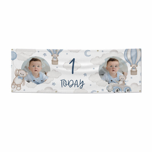 Boys 1st Birthday Personalised Photo 6x2 Banner