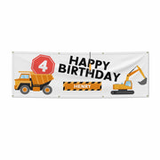 Boys Birthday Diggers Personalised 6x2 Banner