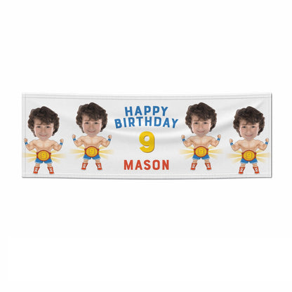 Boys Personalised Photo Face Wrestler Birthday 6x2 Paper Party Banner