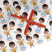 Boys Personalised Photo Face Wrestler Birthday Custom Wrapping Paper