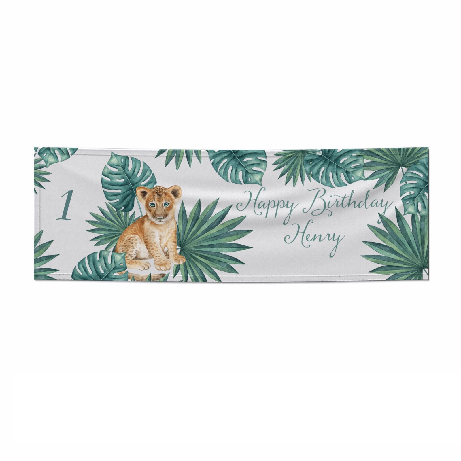 Boys Safari Wildlife Personalised 3x1 Paper Banner