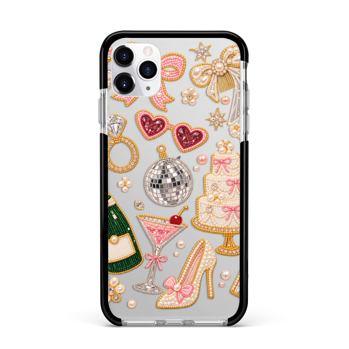 Bridal Afterparty Apple iPhone 11 Pro Max in Silver with Black Impact Case