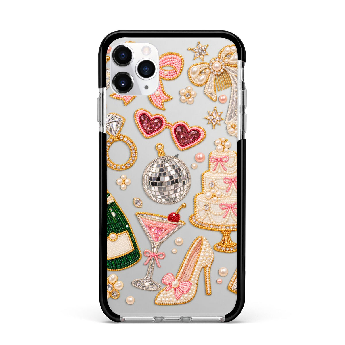 Bridal Afterparty Apple iPhone 11 Pro Max in Silver with Black Impact Case